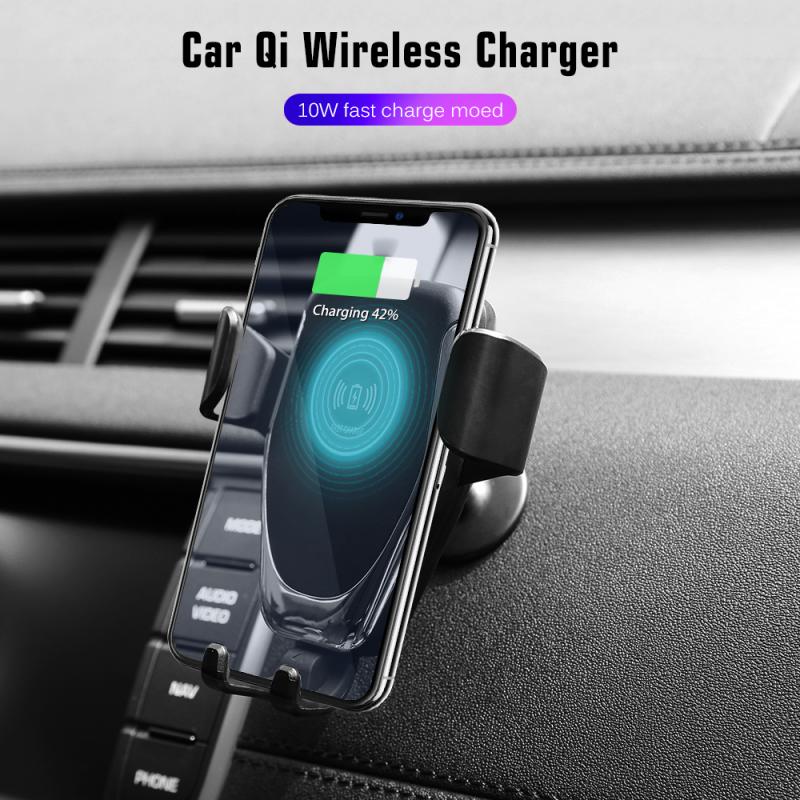 Qi Drahtlose Auto Ladegerät für iPhone 11 Pro XS Max XR X 8 7 Schwerkraft Telefon Halter 10W Schnelle auto Drahtlose Ladegerät für Samsung S10 S9