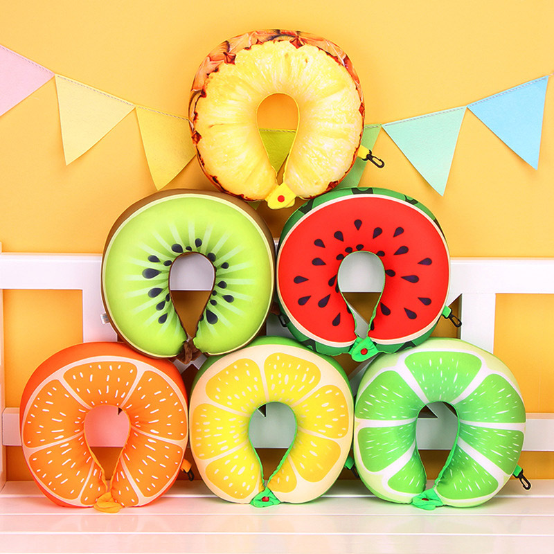 Hazybeauty U Shape Memory Foam Kussen Vliegtuig Fruit Watermeloen Vorm Reizen Vliegtuig Kussen U-vorm Nek Kussens 28x30cm