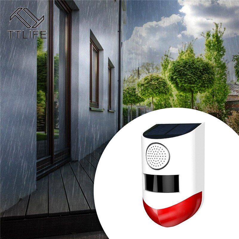 Zonne-energie Infrarood Motion Sensor Detector Sirene Strobe Alarmsysteem Waterdichte 120dB Luid Voor Home Yard Outdoor Beveiliging