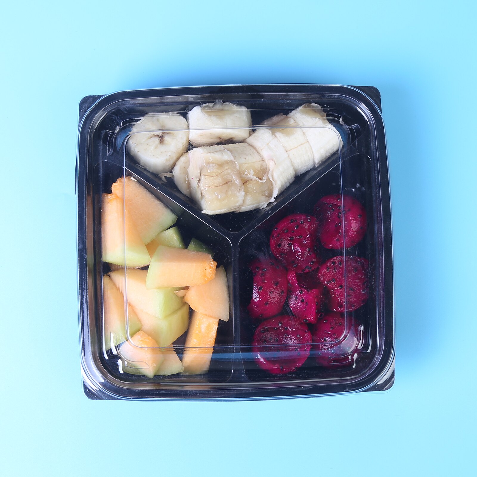 Disposable About 400 Grams of Three-cell Fruit Salad Box, Multi-cell Fruit Box, Takeaway Fruit Packaging Box