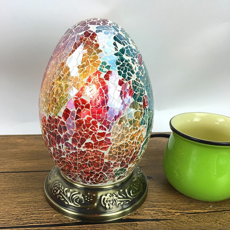 Oeuf turc mosaïque lampes pour intérieur maison table décor à la main mosaïque verre abat-jour côté table lampe rétro enfants table de chevet lampe