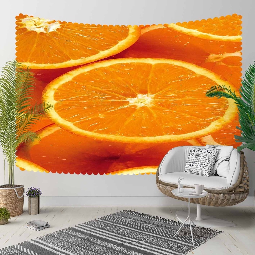 Anders Fruit Slice van Sinaasappels 3D Print Decoratieve Hippi Bohemian Muur Opknoping Landschap Tapijt Muur Art