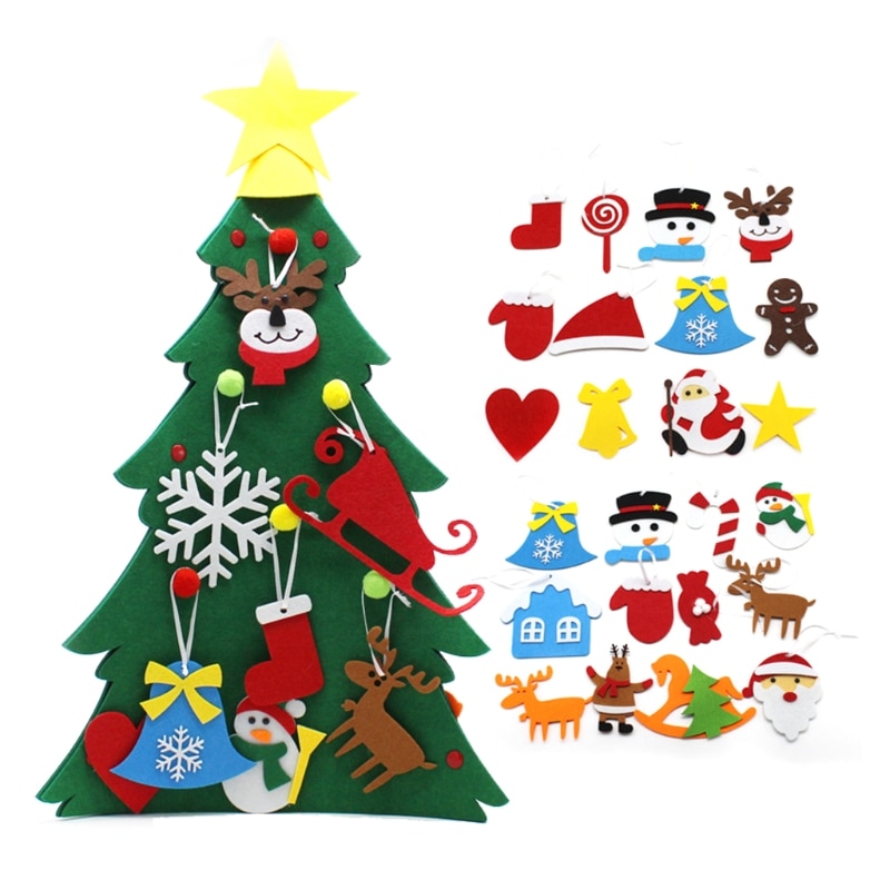 Diy 3D Voelde Kerstboom Decoratie Kerstman Ornamenten Kids Jaar Thuis Party Xmas Versiering