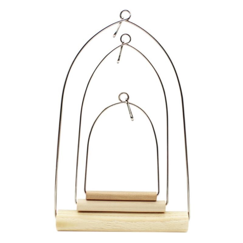 D08D Natural Wooden Pet Birds U-shaped Perch Parrots Hanging Swing Cage Toys Stand Climbing Holder Pendant for Parakeet