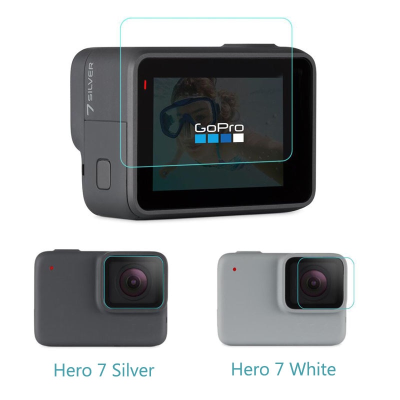 Gehard Glas Protector Voor Gopro Go Pro Hero7 Hero 7 Wit/Zilveren Camera Voor Lens Lcd Dsiaply Scherm Beschermende film Guard