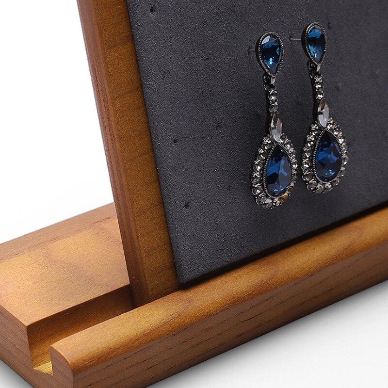 Soporte desmontable de madera para colgar joyas, estante para colgar pendientes, soporte de pendientes, soporte de pendientes de madera maciza de bambú