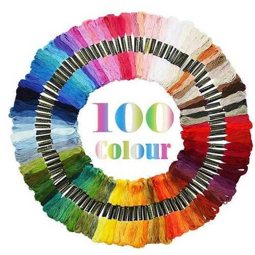 DIY Silk Line Branch Threads Similar Dmc Thread Floss Skein Cross Stitch Thread 50 pcs Random Color embroidery: 100 Color