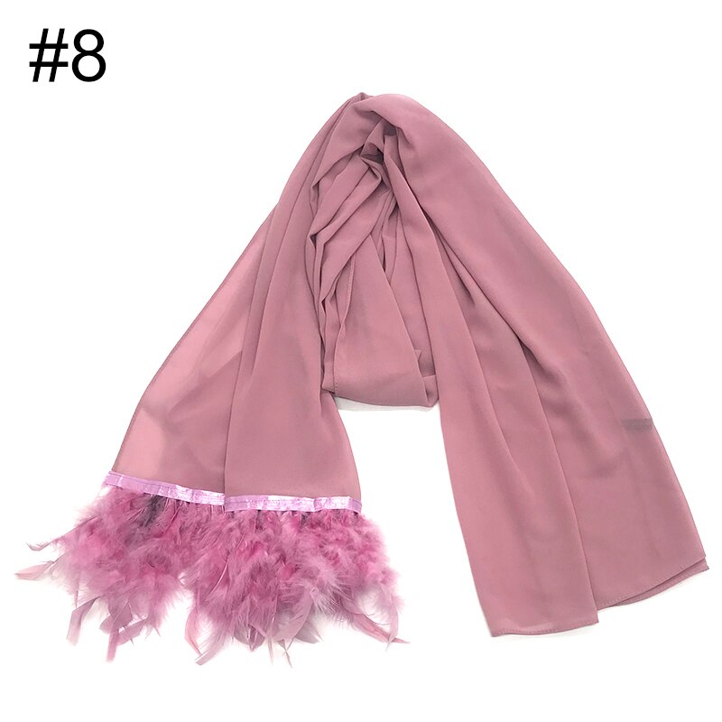 Écharpe plume en mousseline de soie, hijab, écharpe à bulle simple, écharpe populaire, châle musulman, turban, 190x70cm,: 8