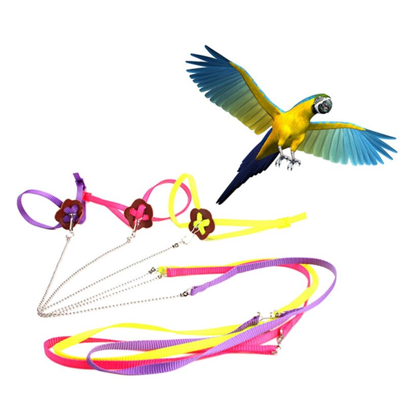 Bird Pet Traction Strap Cute Adjustable Anti-bite Flower Pattern Training Harness Tool