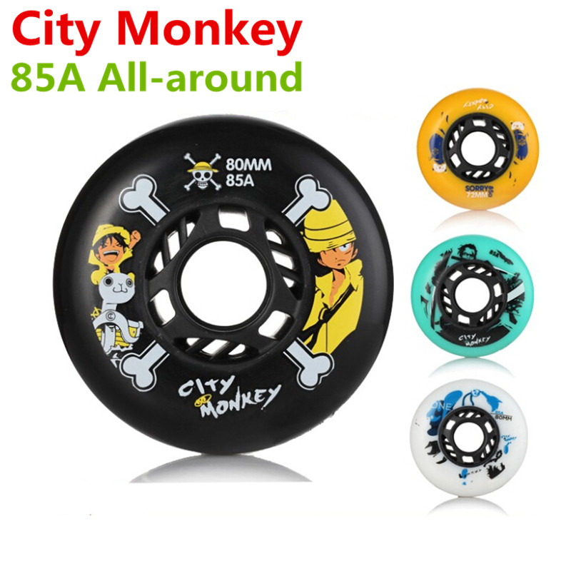 Original City Monkey 85A slalom y rodillo de frenado, rueda de patines en línea FSK universal multiusos, todo redondo [72mm 76mm 80mm]