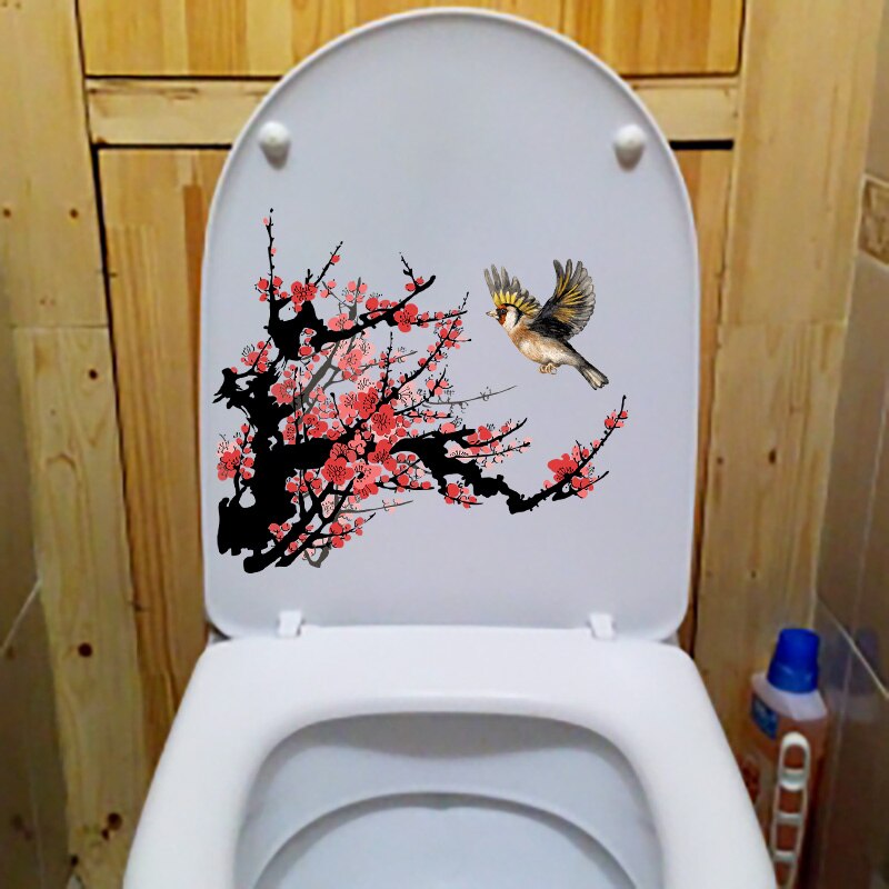 Autocollants Toilettes Fleurs Streysisl - Décoration Murale Salle De Bain Feuilles Plantes