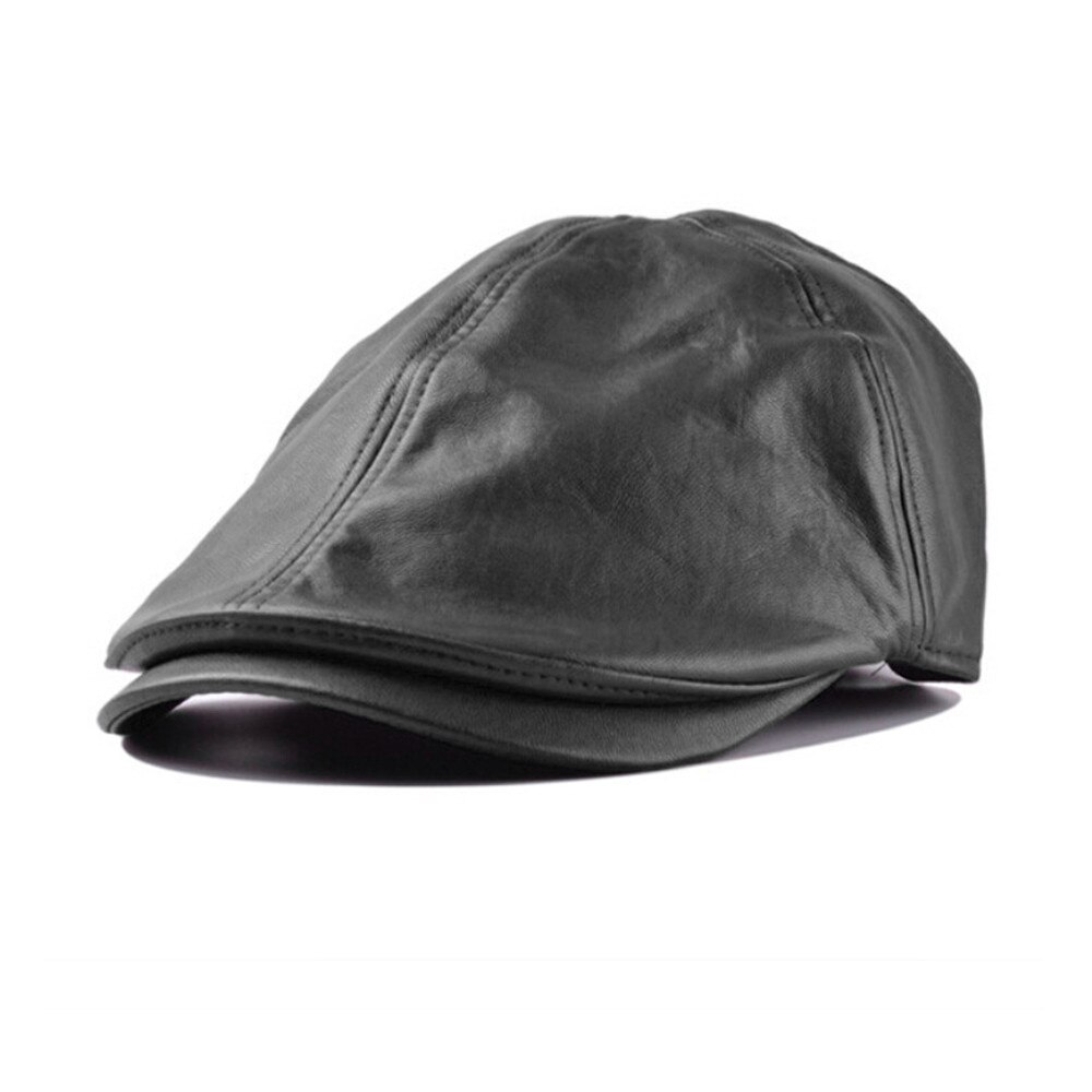 Boina de cuero Artificial con orejas y Cierre trasero para hombre, gorro de invierno con orejas y Cierre trasero, Unisex,: Black Hat