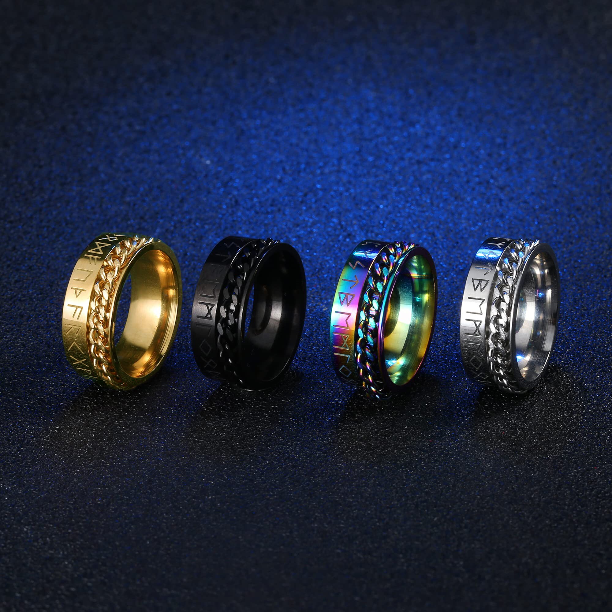 Anti betonen Angst Ring Figet Spinner Ringe für Männer Frauen retro Nordischen Wikinger Runen Ring Edelstahl Drehbare Ring