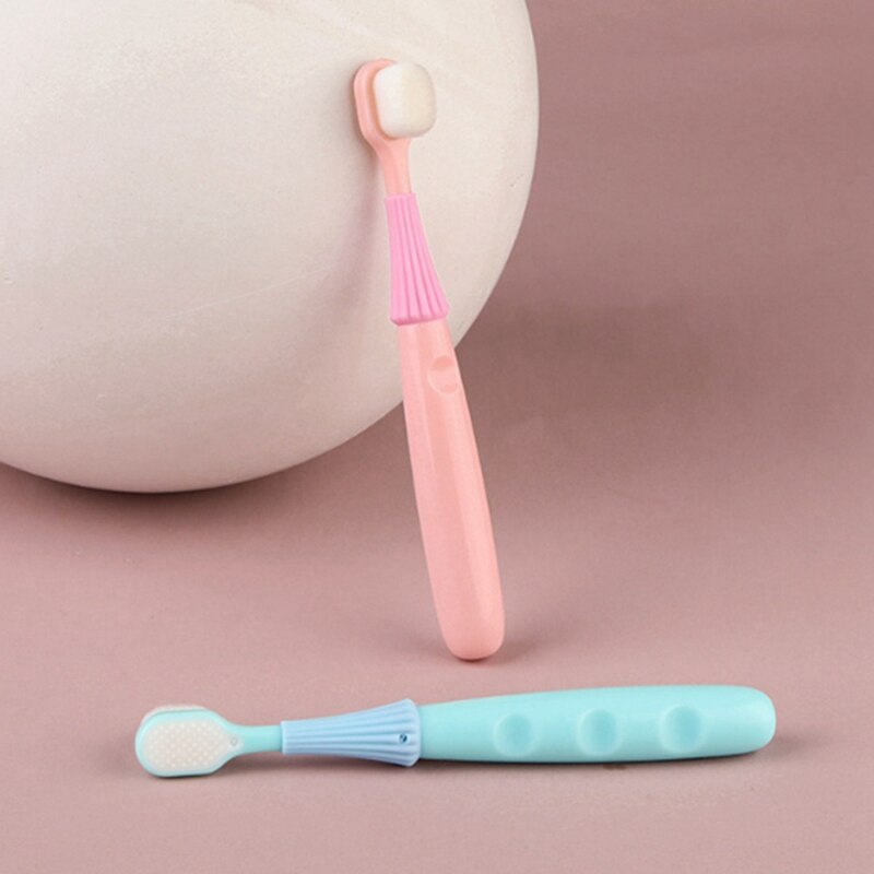 Cepillo de dientes pequeño con forma de paraguas para niños, de pelo suave cepillo de dientes, color azul y rosa, 1-2-3 años