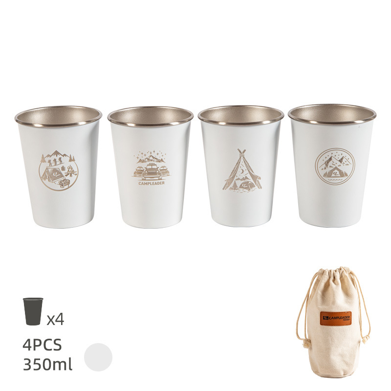 4 Stks/set 350Ml Rvs Metalen Bier Beker Wijn Kopjes Koffie Tumbler Thee Melk Mokken Water Pint Cups Voor outdoor Camping Bbq: A