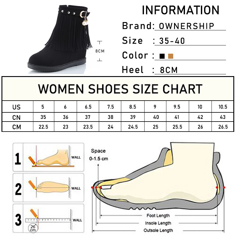 Femmes gland perle bottines femmes troupeau chaussures plates femme boucle hauteur augmentant dames Zip chaussures femme Rivet chaussures