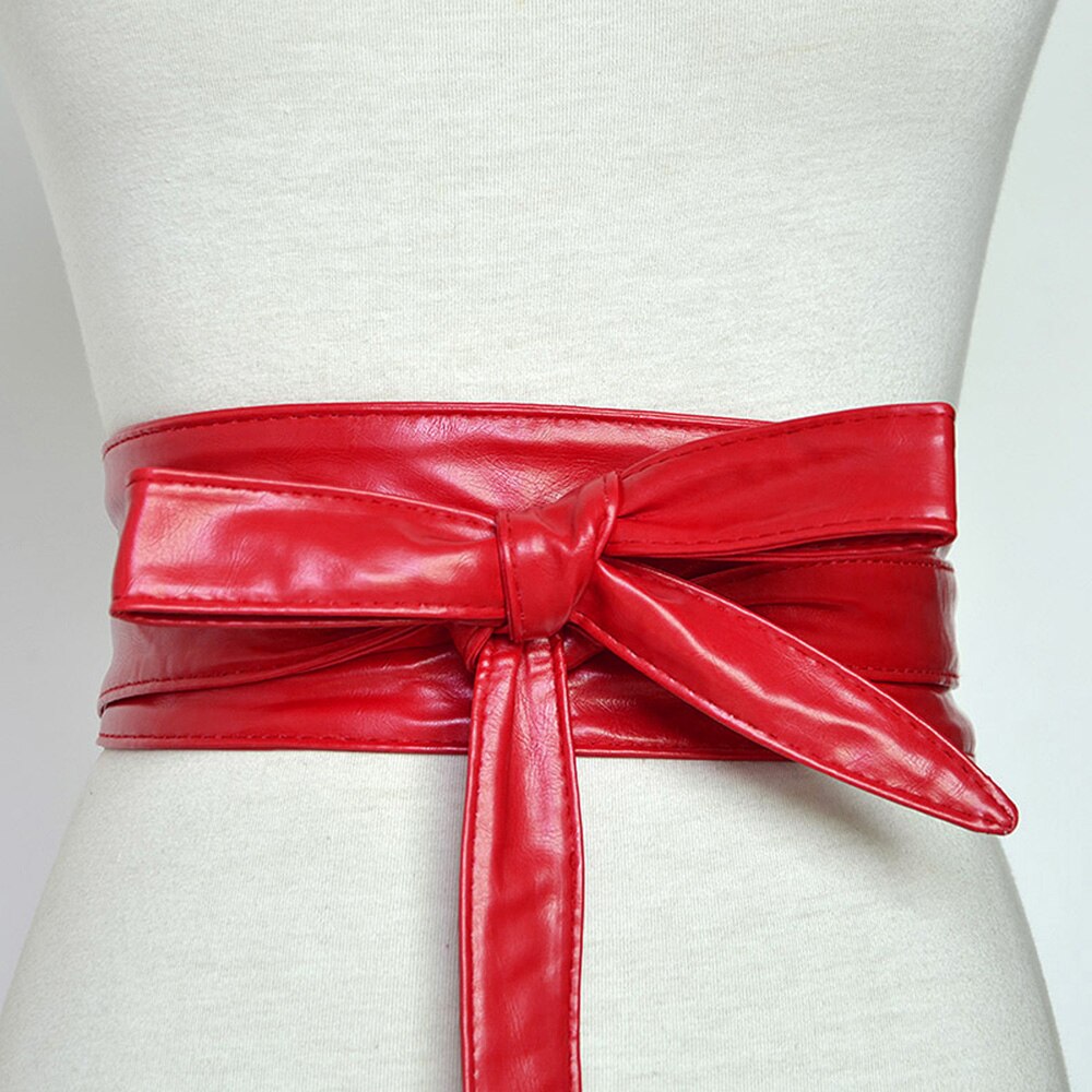 Riem Obi Stijl Taille Band PU Lederen Voor Vrouwen Wrap Rond Zachte temperament