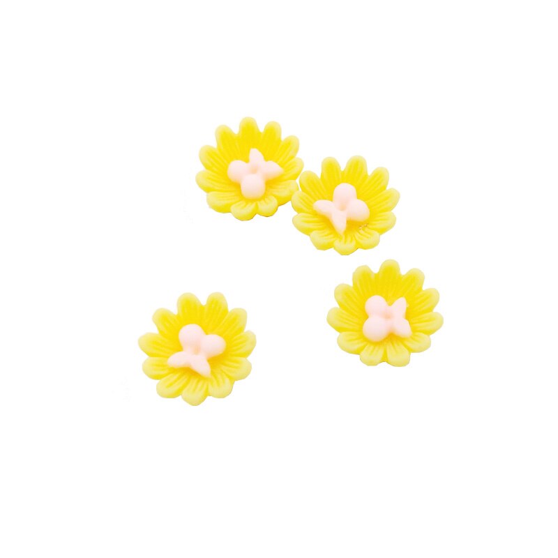 20 stk gull fargerike blomster metall brads scrapbooking dekorasjon pynt feste for gjør-det-selv fotoalbum håndverk tilbehør: Sølv base --- gul