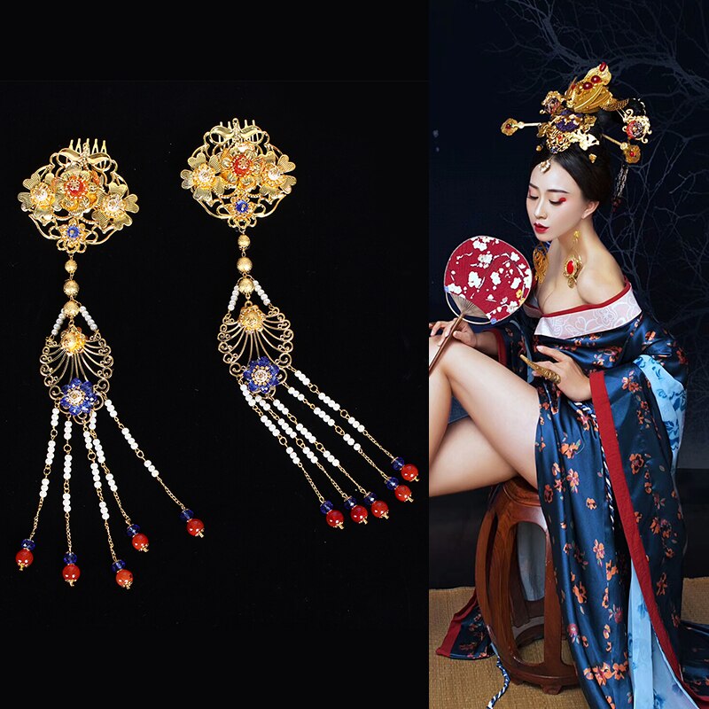 Qsj antiguo disfraz chino peluquería estilo antiguo imperial concubina Peluca de tocado: Hair 8