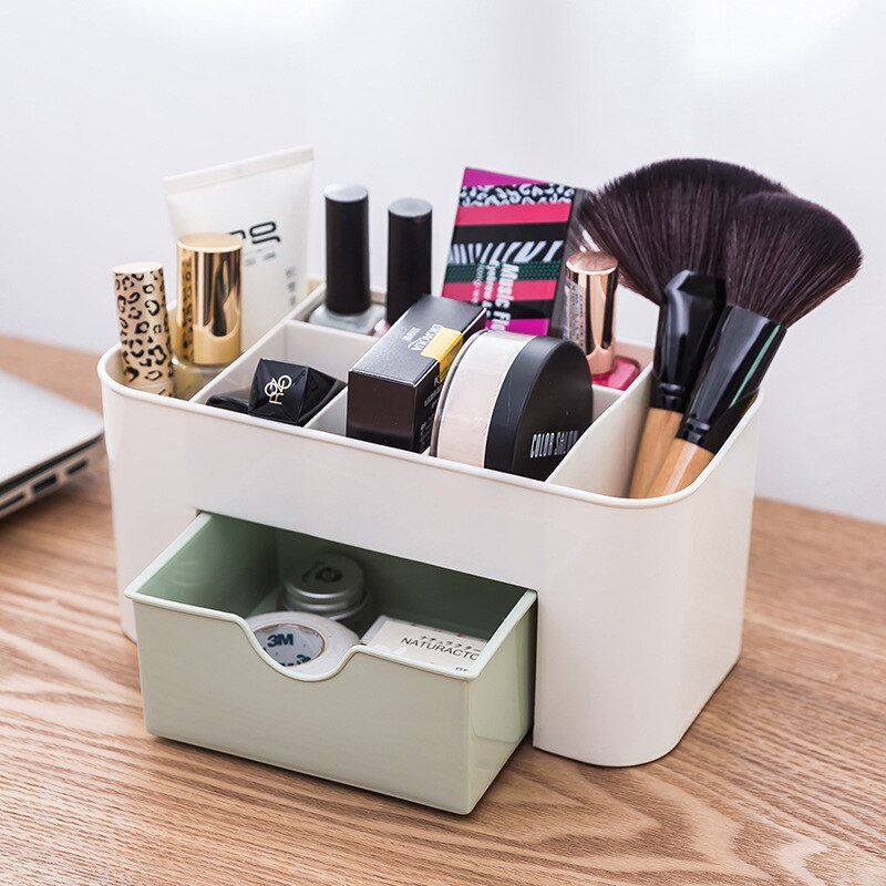 Plastik makeup badeværelse opbevaringsboks kosmetisk arrangør desktop make-up smykker opbevaring etui diverse bord container arrangør