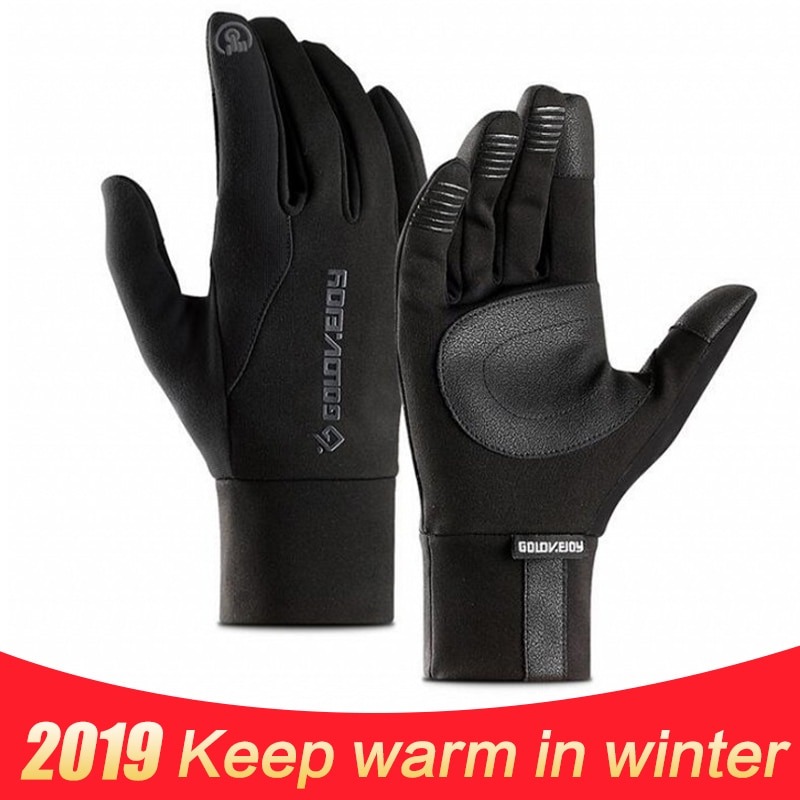 Telefoon Touch Screen Winddicht Outdoor Warm Fietsen Sport Handschoenen Voor Mannen Waterdichte Skiën Mitten Winter Mannen Rijden Zwarte Handschoen