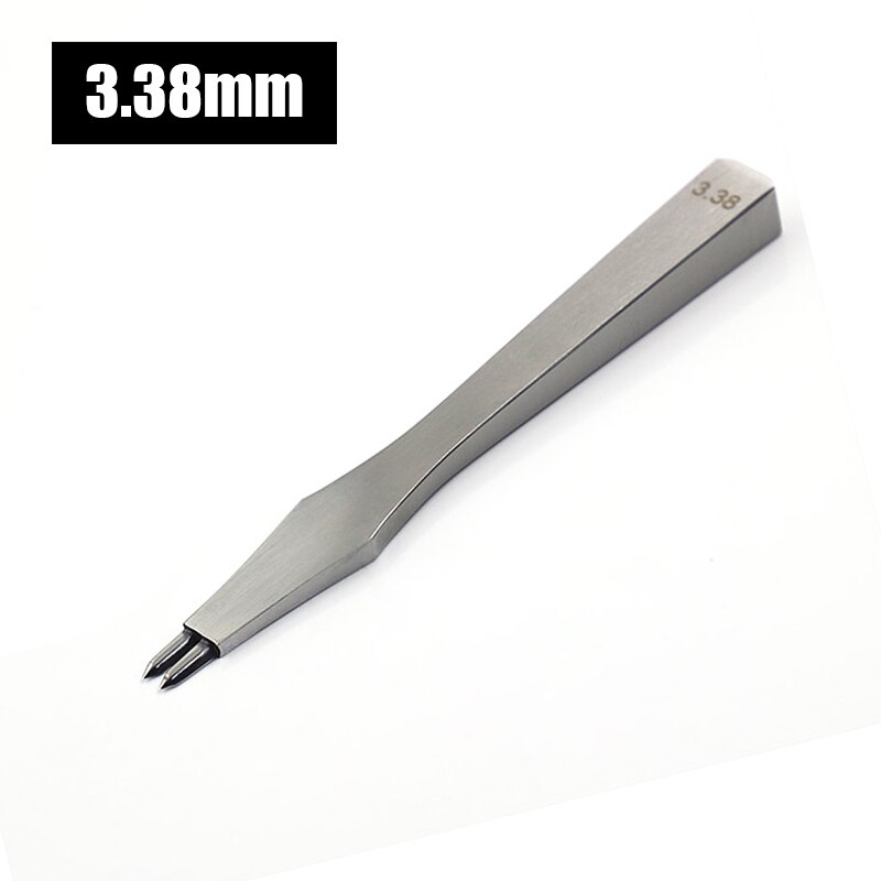 Leather Die-steel Chisel French Style Pricking Sharp Leather Punching Tool Polish-3.0/3.38/3.85mm Stitching Tool: 3.38mm 2prong