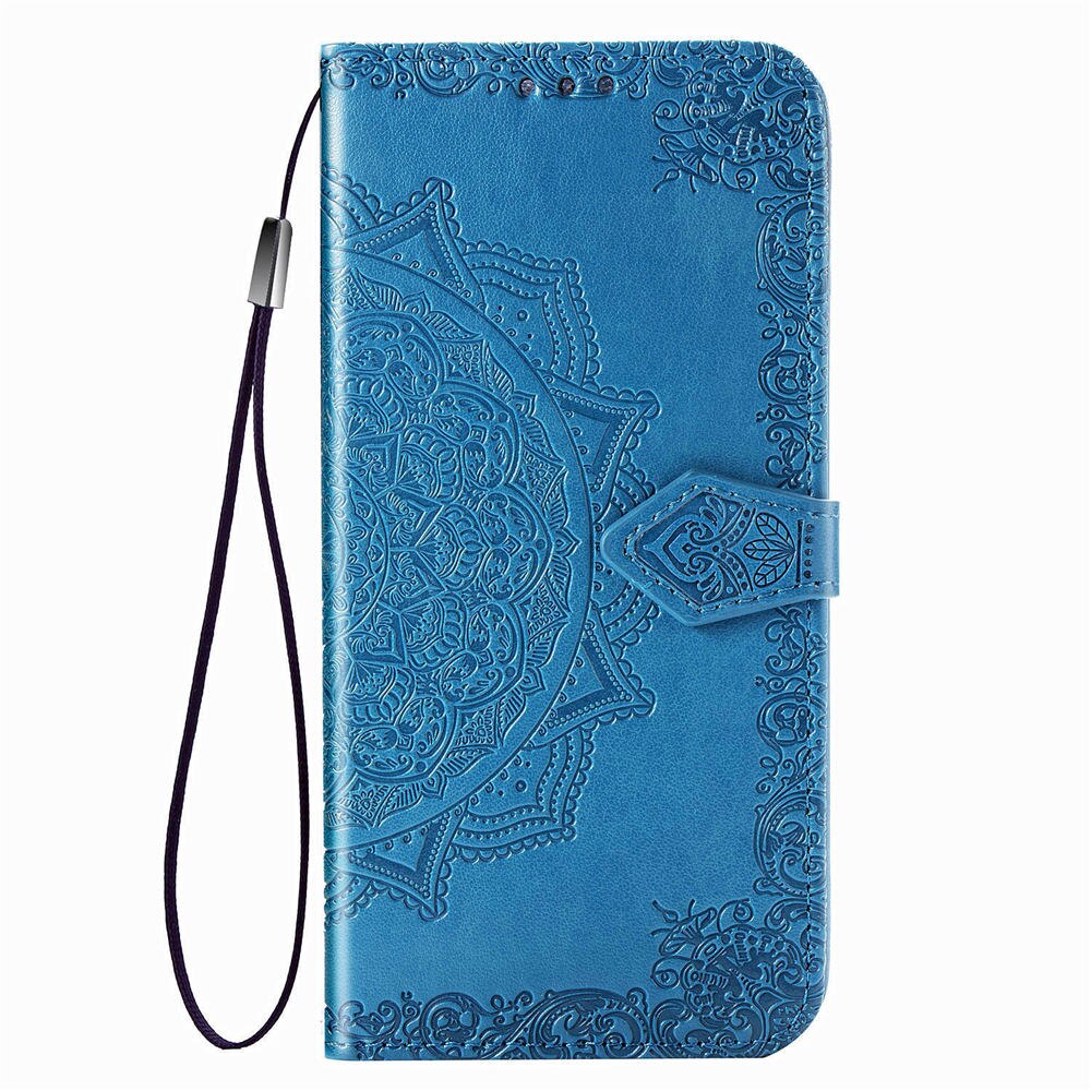 Funda de cuero con de Mandala 3D para Huawei P Smart , Funda protectora con tapa de 360 grados, ranura para tarjeta: Azul