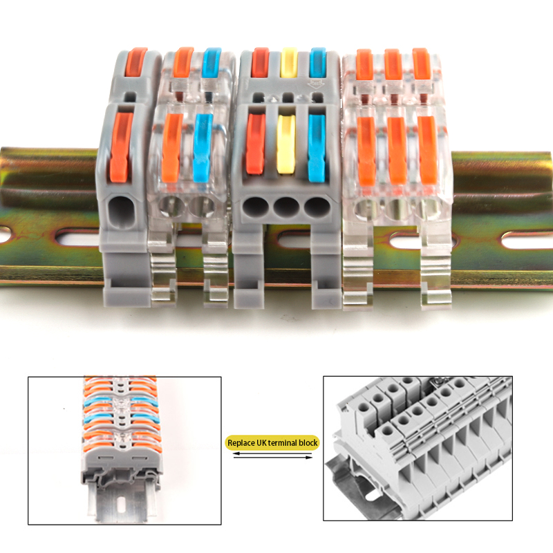 Din Rail Draad Connector Snelle Universele Compacte Elektrische Kabel Led Licht Lamp Conector Geleider Terminal Blok 2/3pin