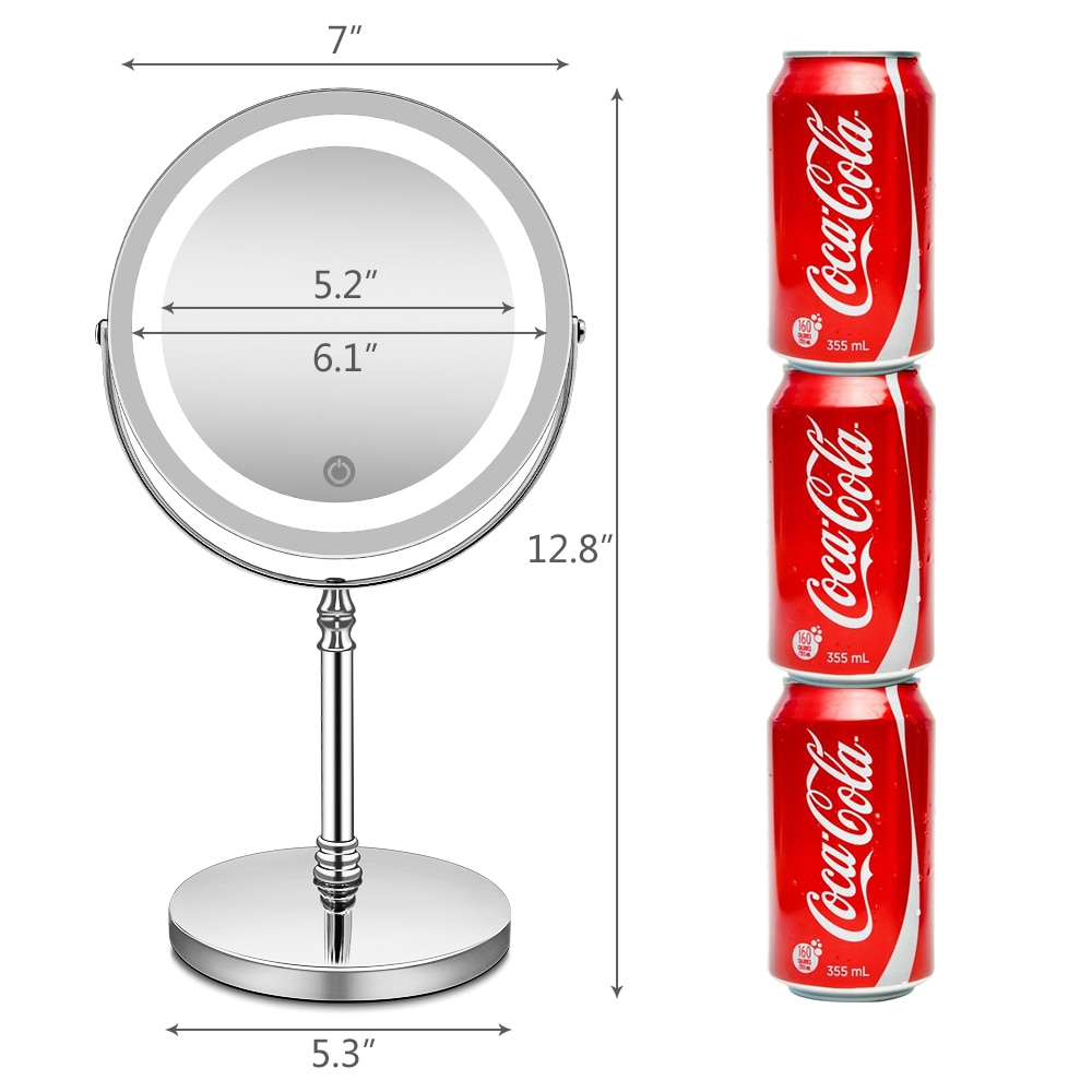 Led Lighted Makeup Mirror 10X Magnifying Double Sided Illuminated Mirror USB Charging Touch Dimming Bath Mirrors