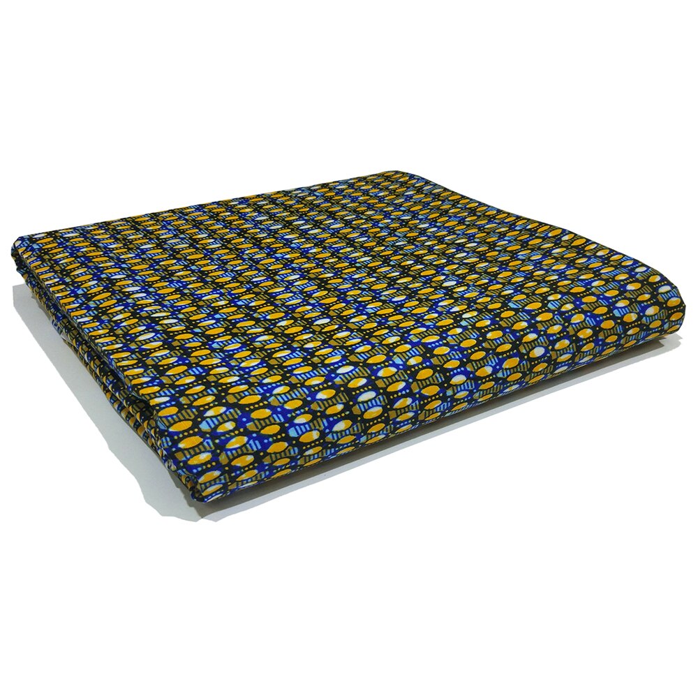 Newest Yellow And Blue Pattern Printed African Nigeria Pagne Java Sewing Guaranteed Wax Fabric 6Yards