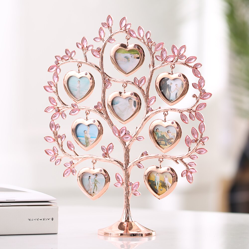 LASODY FAMILY TREE WITH 8 HANGING PICTURE FRAMES METAL TABLE TOP PHOTO FRAME DECORATION