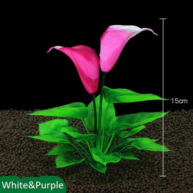Kunstmatige aquariumplant decoratie aquarium landschapsarchitectuur watergras ornamenten lotusbloem aquatische decoratie aquarium achtergrond: 171- witte paarse