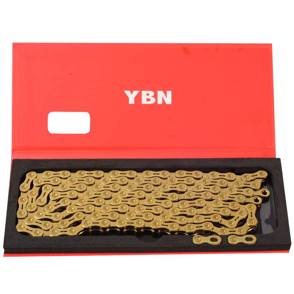 YBN chain 10 11 speed bike chain bike chain semi-hollow mountain road bike chain 10 11S ultra light 116L MTB gold chain