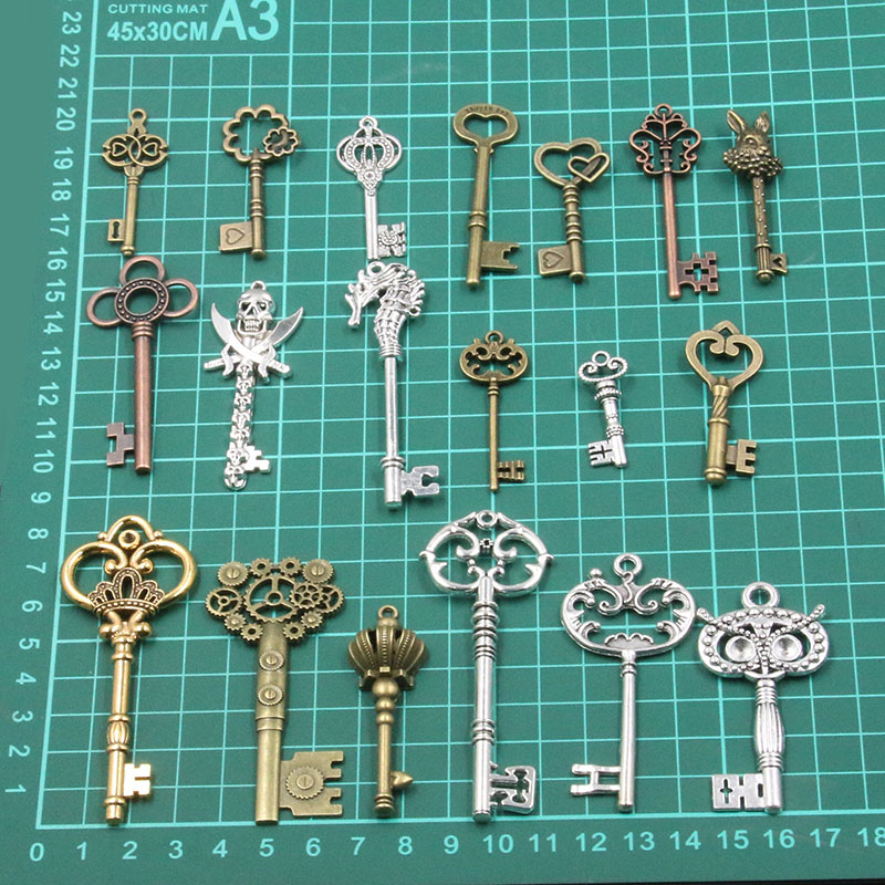 100g 50g 30g dijes de llave mezclados 6 pulseras de colores collar artesanía colgante de Metal para fabricación de joyería suministros de bricolaje al por mayor