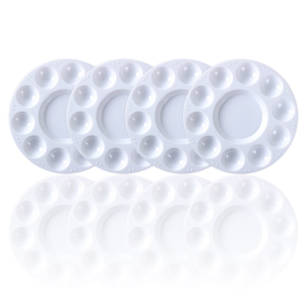 5 stk hvit plastpalet, rund form malingsbrett for å holde og blande farger for akryl olje håndverk diy kunstmaling