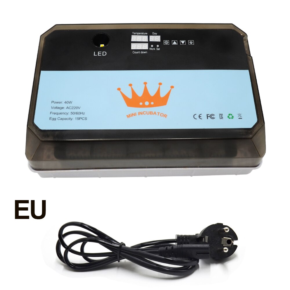 Newest Farm 15Eggs Incubator Multifunctional Automatic Digital Incubator with Temperature Humidity Sensors for: EU Plug