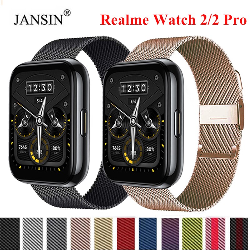 Correa Milanesa De acero inoxidable para Realme Watch 2 Pro, repuesto de pulsera de Metal para realme Watch 2 2 pro, Correa de reloj inteligente