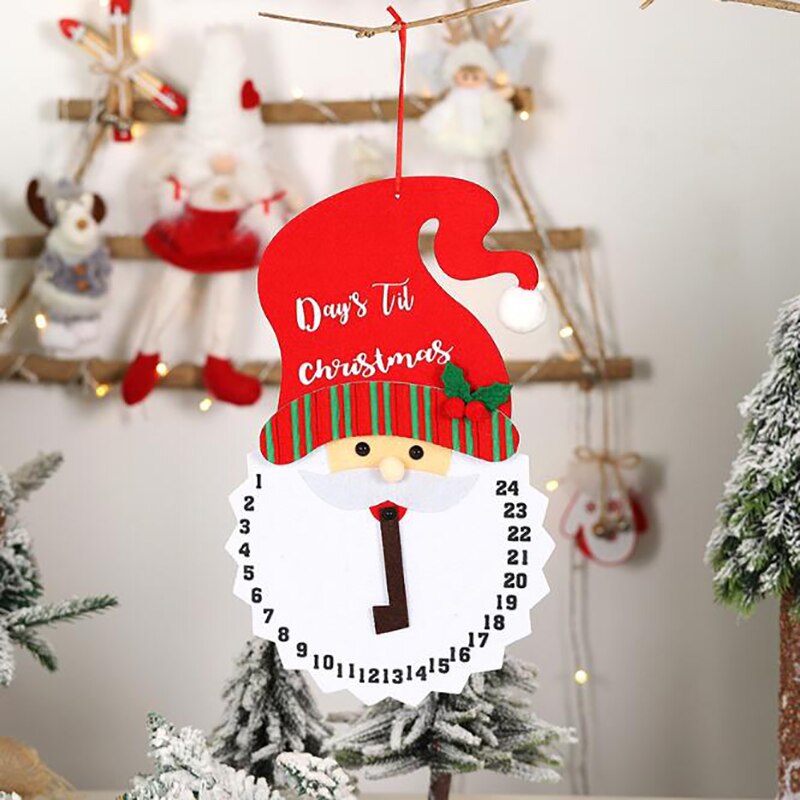 Countdown Wall Calendar Cartoon Santa Snowman Wall Calendar Textured Printing Calendars Christmas Decor Christmas Ornaments: santa Claus