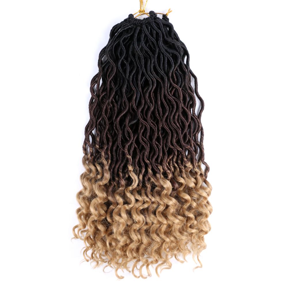 Faux Locs Curly Synthetic Crochet Braids Hair Chorliss 22Inches Goddess Ombre Braiding Hair Natural Black Brown Soft Locs Hair: S4 / 1Pcs/Lot