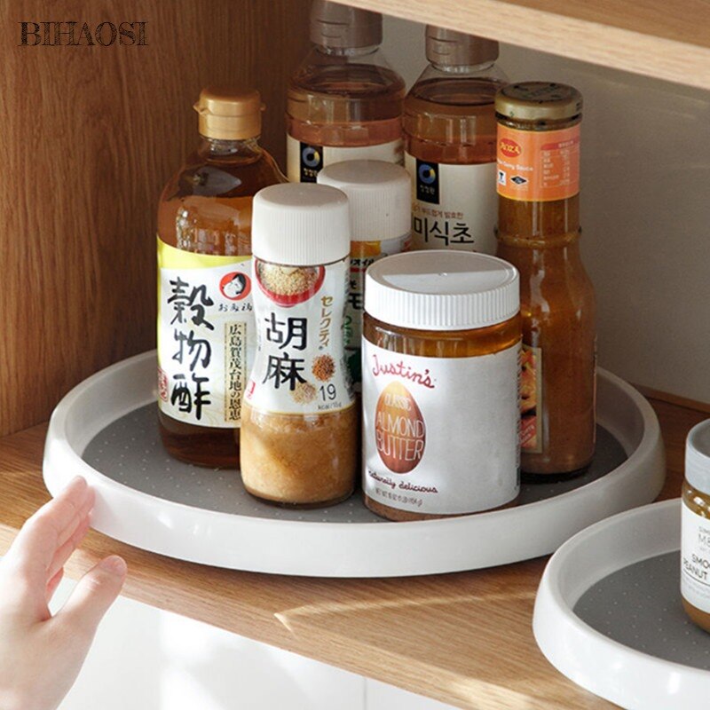 Kitchen Condiment Shelf Rotatable Tray Table Top Tray Storage Tray Seasoning Bottle Plastic Kitchen Counter Top Storage Box