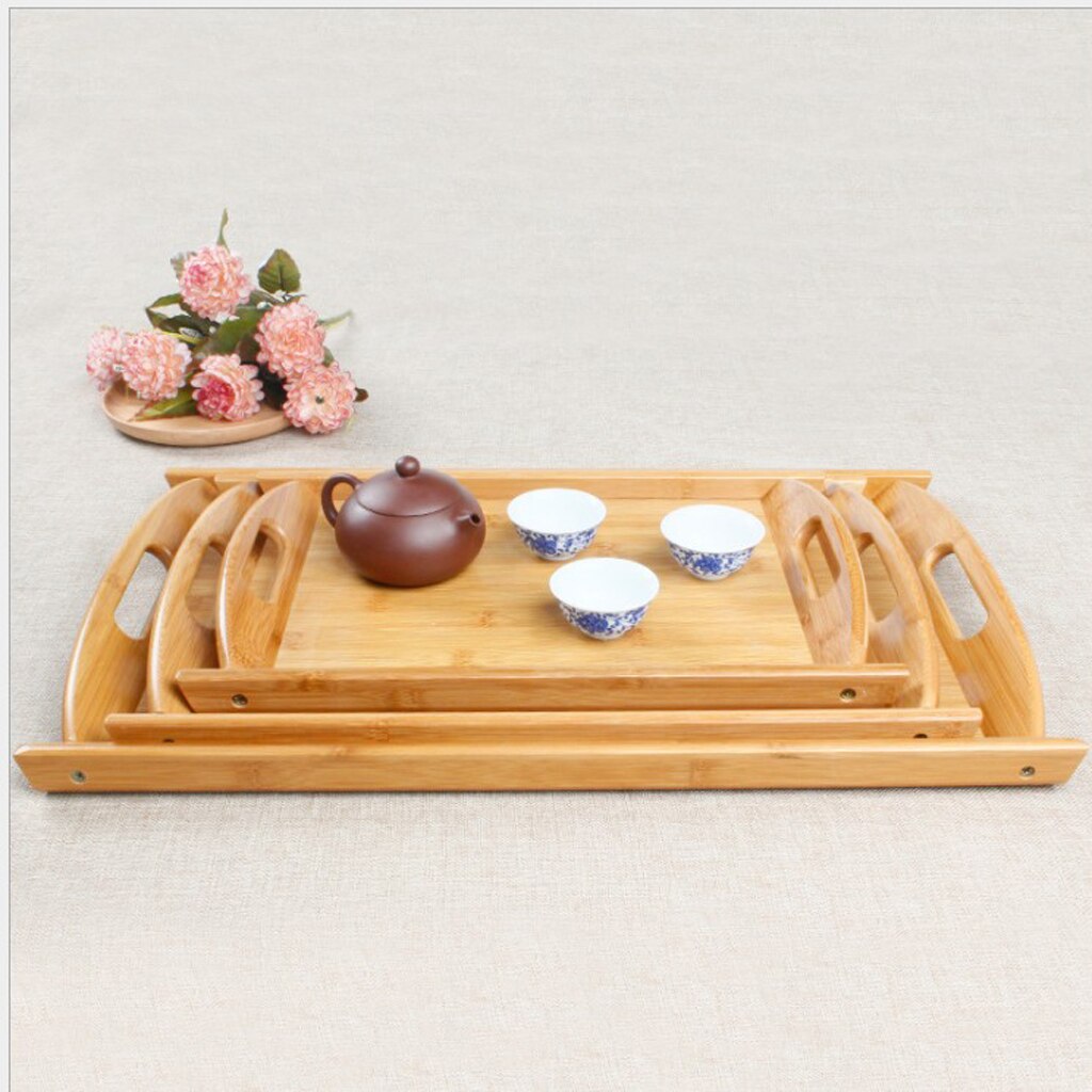 Bamboo Serving Tray Tea Cutlery Trays Storage Food Bamboo Pallet Fruit Plate