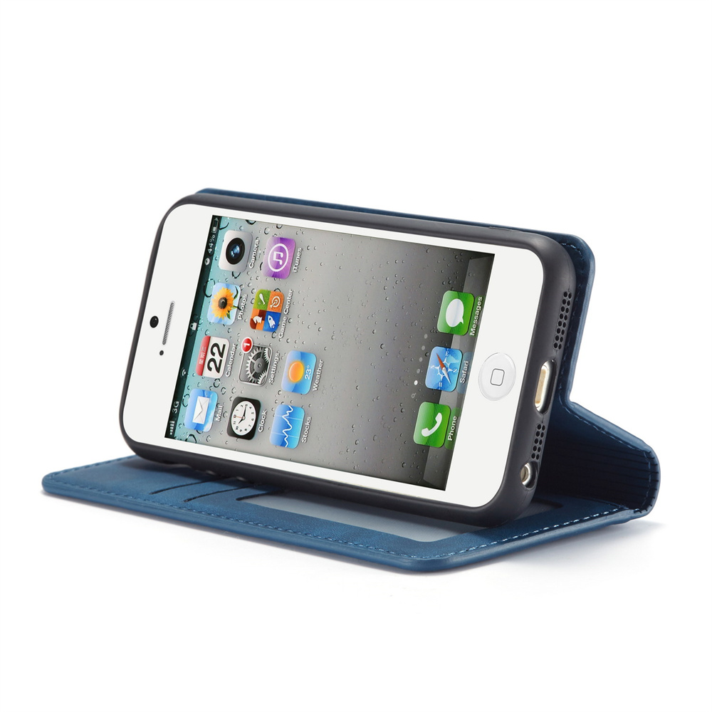 Forwenw magnetische flipcase voor iphone 5 5s se, volledige bescherming, tpu-basis, suède leer, slanke portemonneecase, kaarthouder, telefoontas