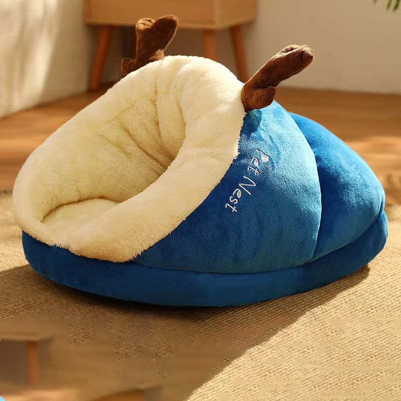 Kimpets Pet House Dog Bed Cat Sleep Bag For Dog Cute Slippers Warm Small Dog Kennel Bed Breathable Shaped Foldable Washable: M / black