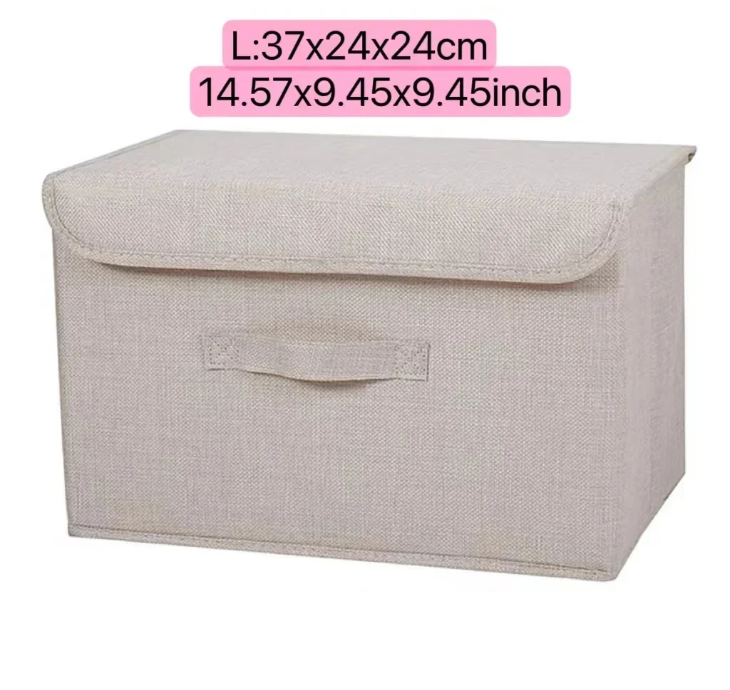 Portable Storage Basket with Lid Folding Storage Box Container Bins Household Home Supplies Non-woven Fabric Storage Organizer: Clear