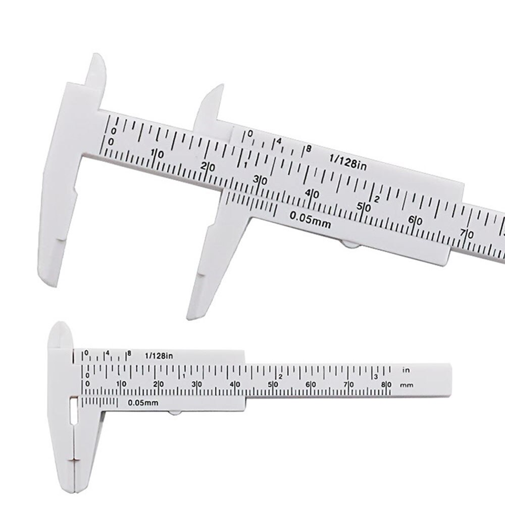 0-80mm Double Rule Scale Plastic Vernier Caliper Measuring Student Mini Tool Ruler: white