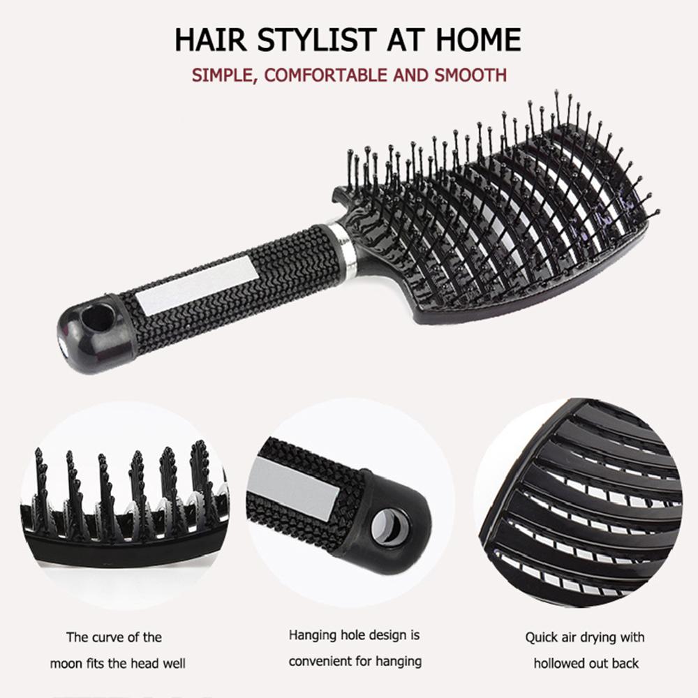 Girls Hair Scalp Massage Comb Hairbrush Bristle Nylon Women Wet Curly Detangle Hair Brush for Salon Hairdressing Styling Tools