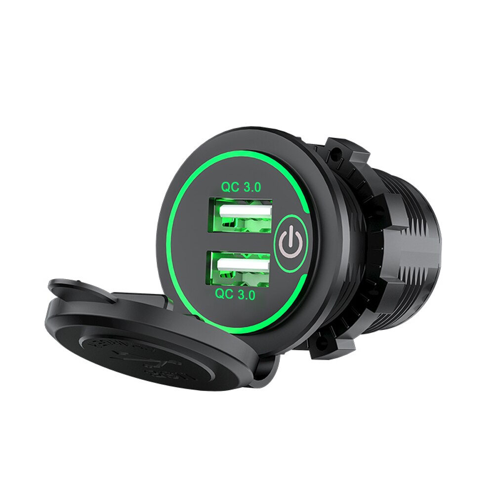 12V-24V Dual Usb-poorten Motorfiets Sigarettenaansteker Charger Met Led Digitale Voltmeter Meter Monitor Auto lader: New green