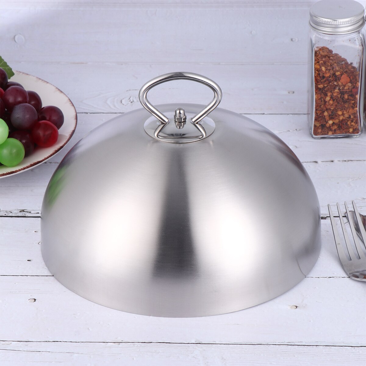 Stainless Steel Steak Cover Teppanyaki Dome Dish Lid Anti Oil Splashing Food Cover Cooking Tool for Restaurant Home (20cm): 20cm