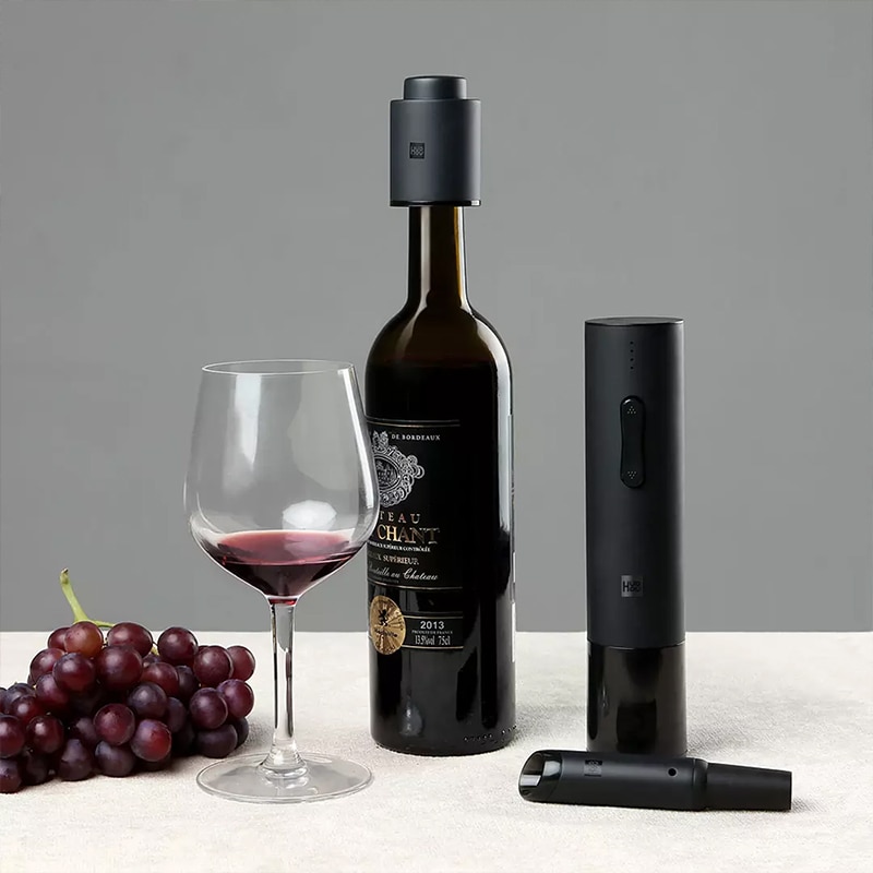 Huohou Automatic Red Wine Bottle Opener Cap Stopper Fast Decanter Electric Corkscrew Foil Cutter Cork Out Tool