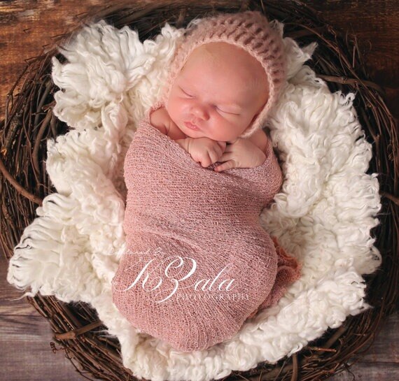 Strikket baby tæpper nyfødt wrap solid klapvogn sengetøj dyner lille barn indpakning baby spædbarn blød indpakning 100*80 cm: B-lyserød -150 x 40cm